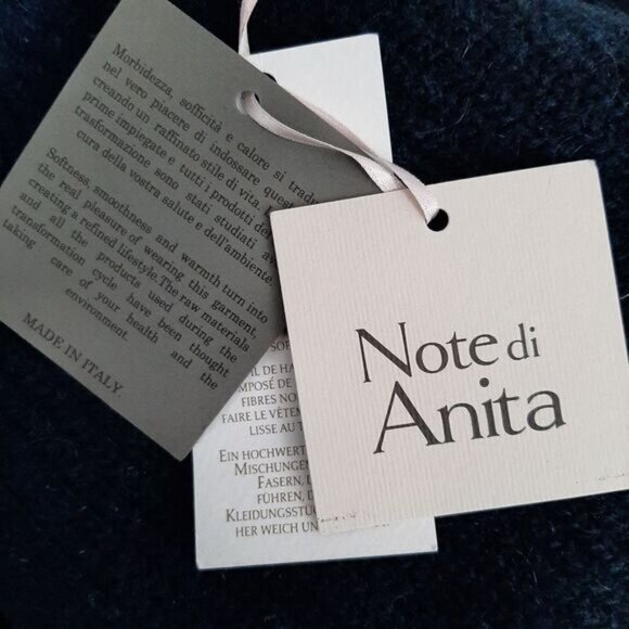 NOTE DI ANITA Wool Cashmere Blend Knit Chunky Large Scarf Wrap Navy Blue - Picture 10 of 10